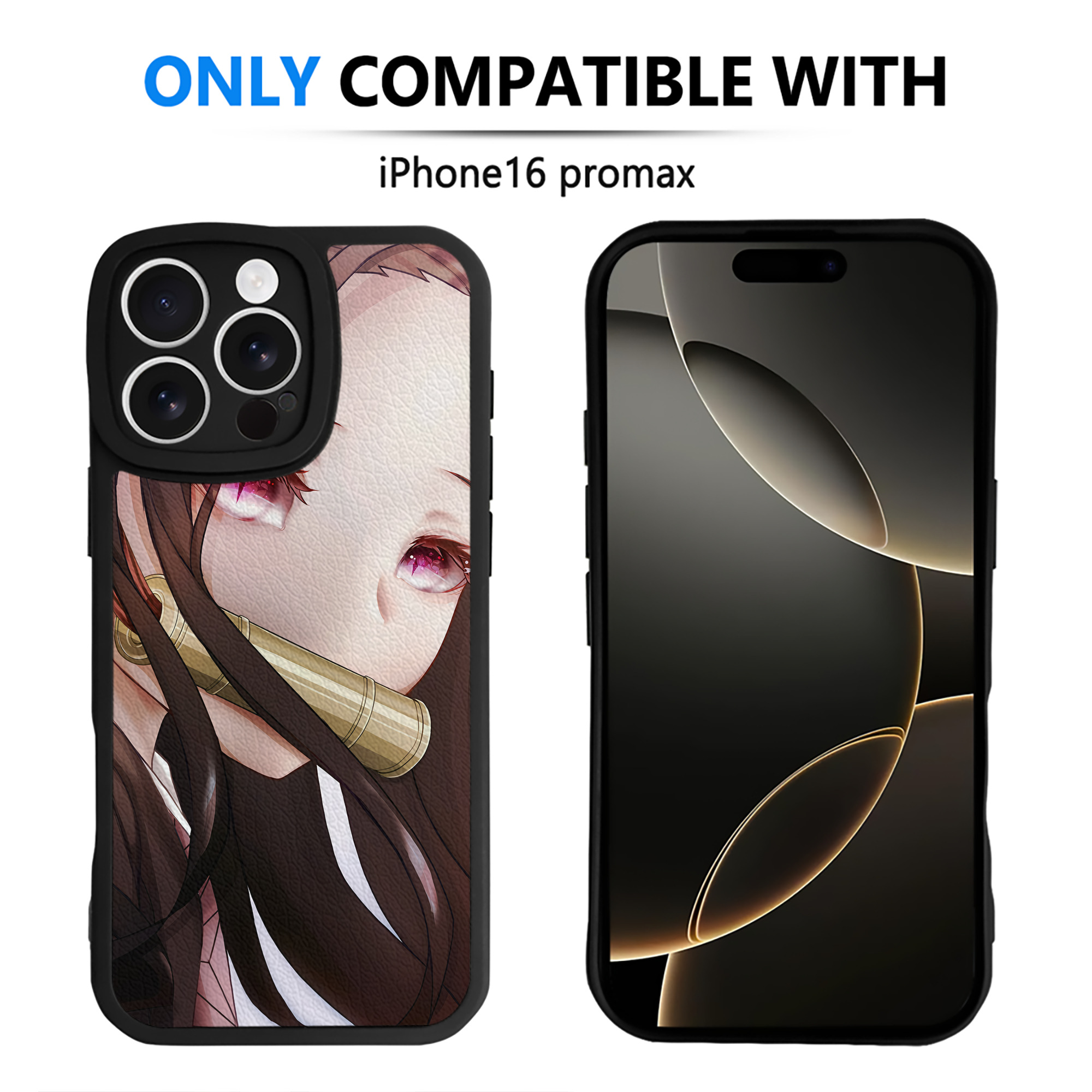 （画像用） 鬼滅の刃（きめつのやいば）竈門 禰󠄀豆子／かまど ねずこ Kamado Nezuko 【iPhone 16シリーズ対応】シリコンスマホケース（レザー調） 材質：シリコン